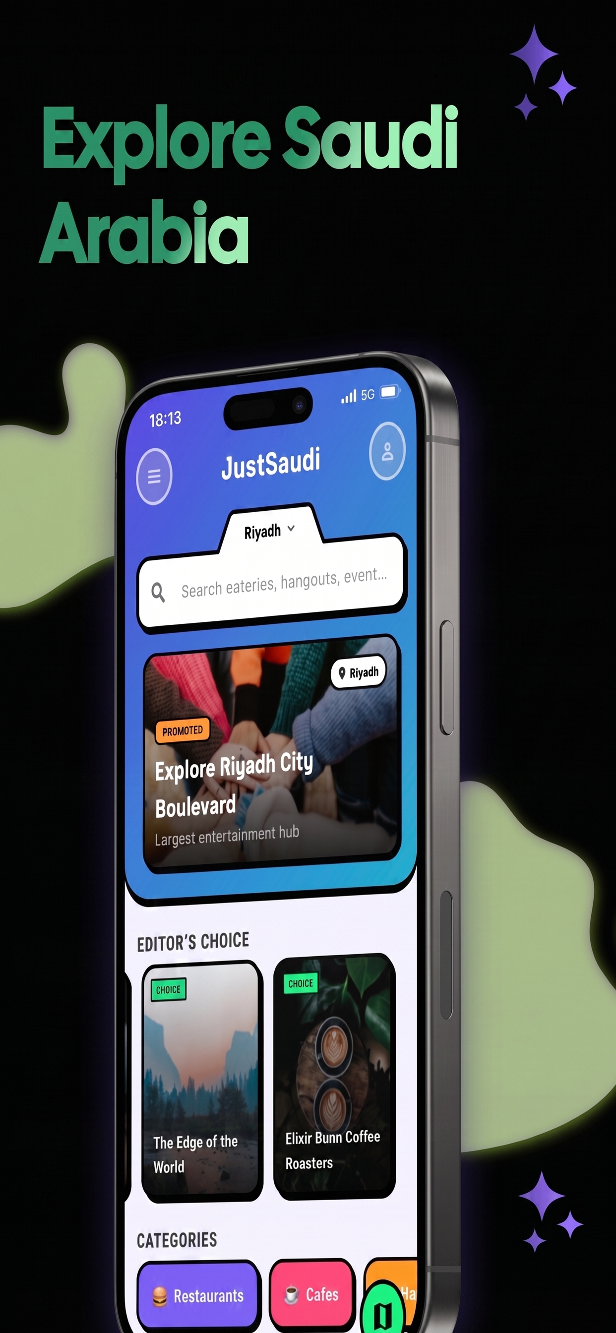 JustSaudi discovery screen