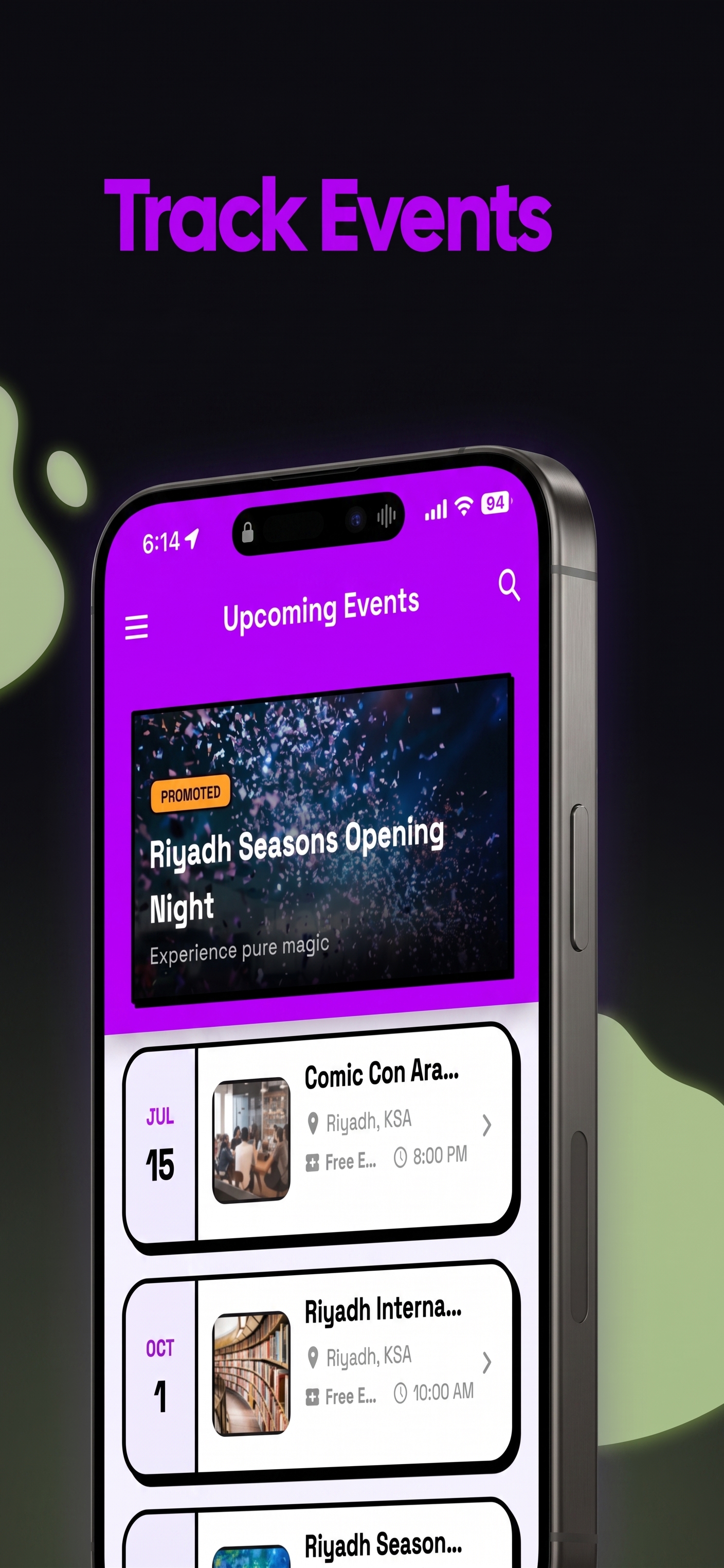JustSaudi events screen